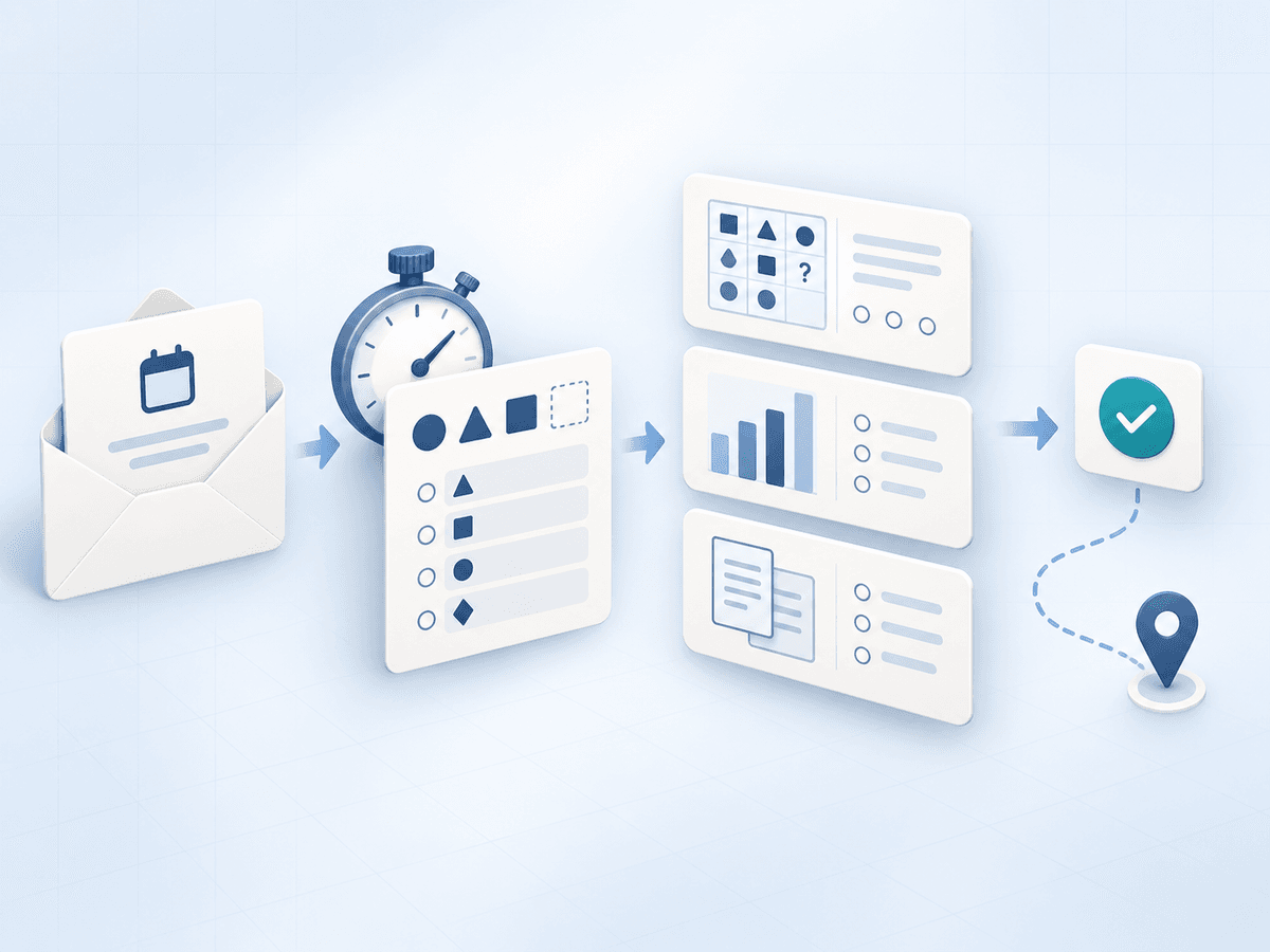 An overview of the cognitive format and the broader Select context. Exact requirements come from the employer invitation.